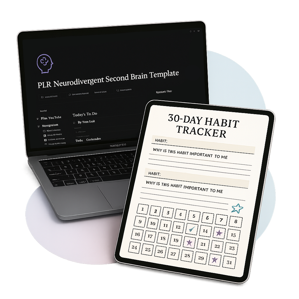 Overview of the all-in-one ADHD planner bundle with printable and digital tools
