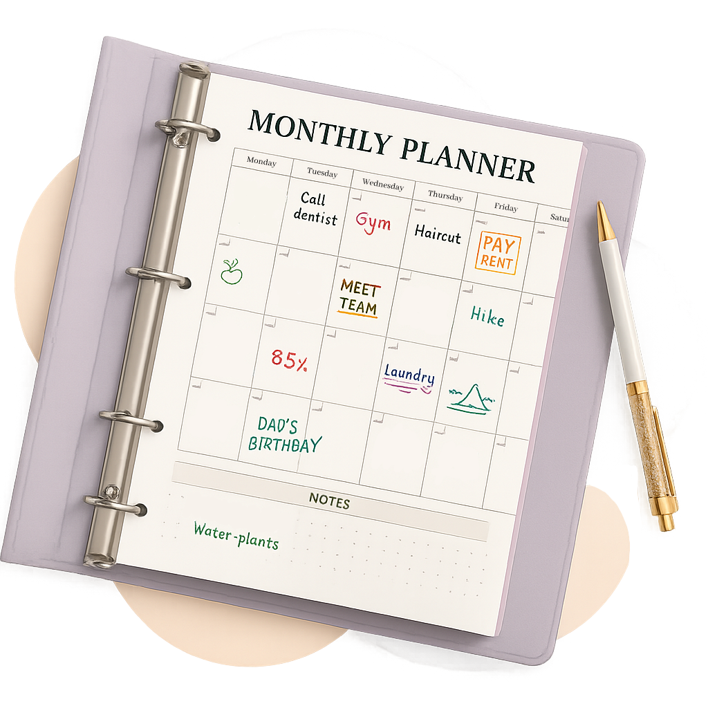 Printable ADHD daily planner pages for organization and productivity