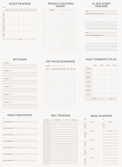 Printable ADHD planner pages designed for students and young adults